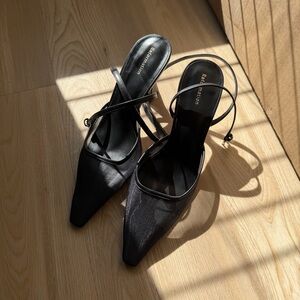 Reformation Natasha Ankle Strap Mesh Pump